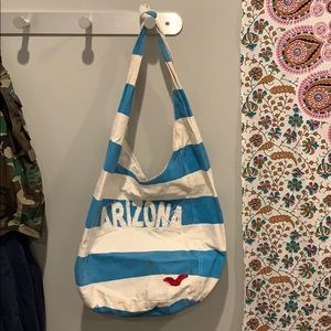A striped tote